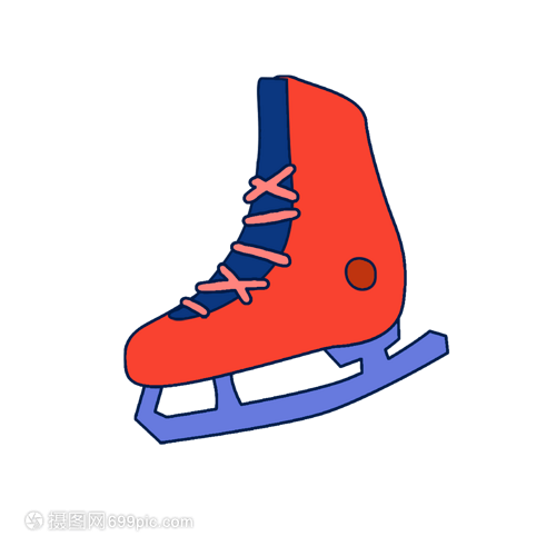 旱冰鞋滑雪运动红色卡通图片